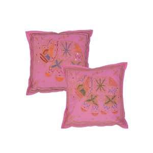  India Ethnic Decor Embroidery Cotton Cushion Covers Size 