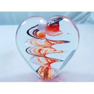  Murano Design Double Spiral Heart Paperweight PW 843: Home 