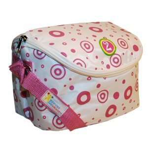 Balanced Day Lunch Bag, White with Pink Circles:  Kitchen 