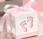 Baby Shower Favor Boxes   Set of 24   Baby Feet with Ribbon