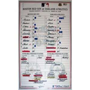   26 2008 Game Used Lineup Card (BB920151)   Other Game Used MLB Items