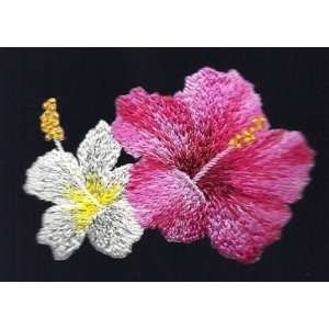 Tropical/Flower, Fuchsia & White  Iron On Applique