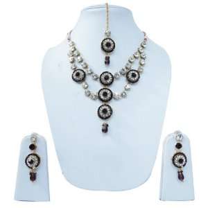   Bollywood Bridal Wear Purple Necklace Wedding Jewelry Gift India