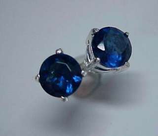 50ctTW BLUE SAPPHIRE Simulated SILVER Stud EARRINGS  