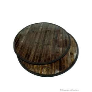   Set of 2 Chocolate Brown Slat Bamboo Round Placemats