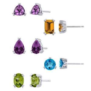   , Blue Topaz, Peridot and Citrine Stud Earring Set: Katarina: Jewelry