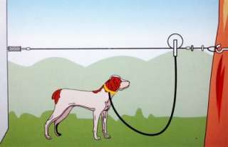 OVERHEAD TREE TROLLEY TIE OUT RUN LEASH CABLE FOR DOG  
