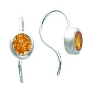  Sterling Silver Citrine Shepherd Hook Earrings: Jewelry