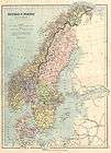 Scandinavi​a: SWEDEN.NOR​WAY Antique Map.Philip​.1887