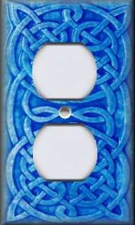 Light Switch Plate Cover   Celtic Knot   Peacock Blue  