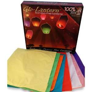 Glo Lantern WIRE FREE 20 Pack Coloured Mixed Colour ECO Sky Lanterns 
