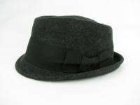 New Frank Sinatra Wool Fedora Hat Black/Gray Stingy Brim Diamond Crown 