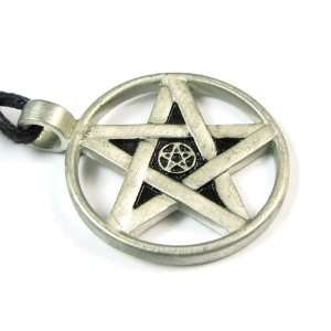   of the Witch Pentagram, Pewter Pendant with Corded Necklace Jewelry