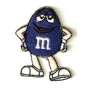 Blue peanut m&ms chocolate candy mascot applique Embroidered Iron 