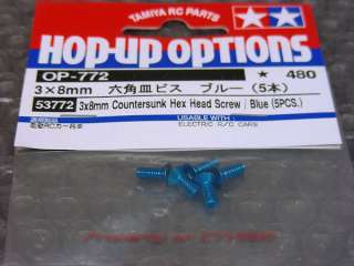   Tamiya 53772 Hop Up Options TRF BLUE 3x8mm Countersunk Hex Screws