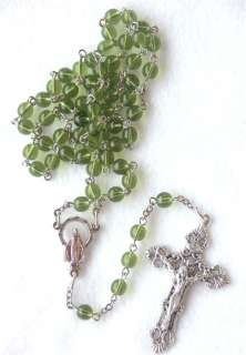   Olive Green Peridot Glass August Birthstone Catholic Rosary  