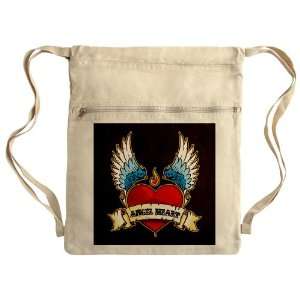  Messenger Bag Sack Pack Khaki Winged Angel Heart 
