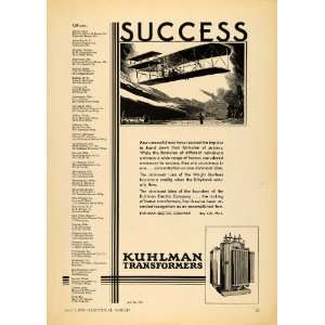  1930 Ad Kuhlman Electric Co. Transformers Kittyhawk 