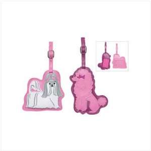 New Darling Dog Luggage Tag Set Plastic Covered Window On Back 