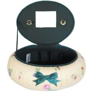  Oval Shaped Cosmetic Case, Carry Handle, Interior Mirror 