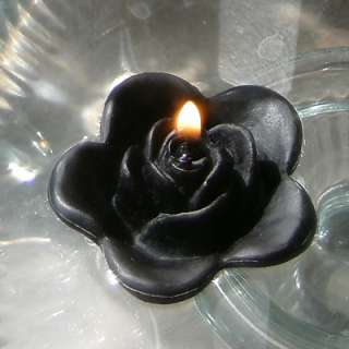 12 Black floating rose candles wedding party  