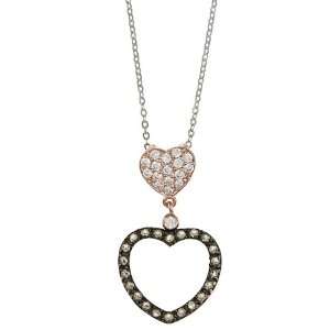 La Preciosa Sterling Silver Rose Goldplated Cubic Zirconia Heart 
