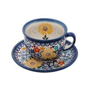  Polish Pottery Butterfly Cup & Saucer