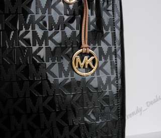   Kors Logo Mirror Metallic PVC Item Tote Handbag Bag Black  