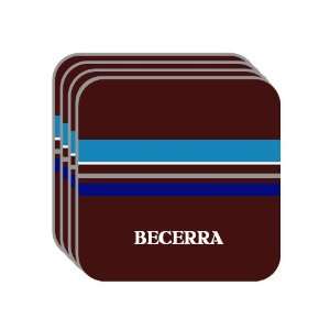 Personal Name Gift   BECERRA Set of 4 Mini Mousepad Coasters (blue 