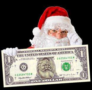 Real Santa One $1 Dollar Bill Merry Christmas  