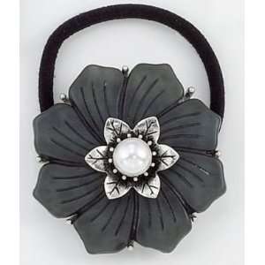  Bejeweled Black Flower Ponytail Holder Beauty