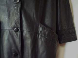 Womens preowned Brandon Thomas black leather coat, size medium.