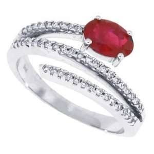  0.94CT Genuine Ruby and Diamond Ring in 14Kt White Gold 5 
