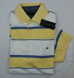 TOMMY HILFIGER Striped White and Yellow Classic Fit POLO t shirt for 