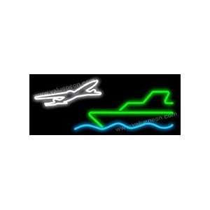  Travel w/Plane and Boat Neon Sign Patio, Lawn & Garden