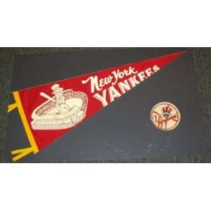  Vintage New York Yankees Pennant & Felt Logo Patch ~nm 