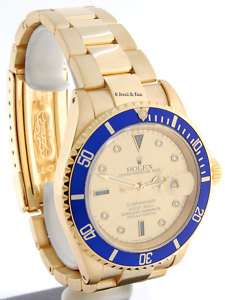   Mens Submariner 16618 E 18k Gold Serti Dial JEWELS IN TIME  