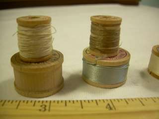 VINTAGE Button + Buttonhole SILK THREAD wood spools BELDING CORTICELLI 