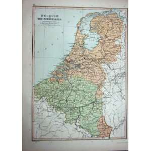  c1910 MAP BELGIUM NETHERLANDS ROTTERDAM ANTWERP OSTEND 