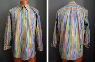 Robert Graham Mens Multicolor Stripe w/ Paisley Cuffs Casual Dress 