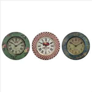  IMAX Vintage Metal Wall Clocks Set of 3: Home & Kitchen