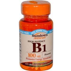  High Potency, B1, Thiamin, 100 mg, 150 Tablets Health 