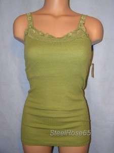 NEW Aeropostale Green Thermal Babydoll Lace Tank Top S  