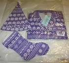   PURPLE FAIR ISLE CLASSIC FLANNEL PAJAMAS BED HEAD W/ STOCKING & HAT