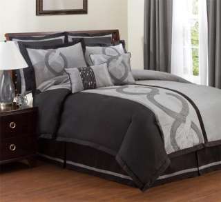 TALON 8pc FULL comforter set Black and Gray  