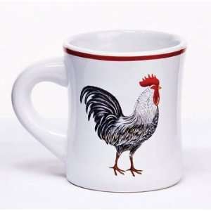 Farm Rooster Mug Coffee or Tea Cup, 3.75 Inch, Red, Black & White 