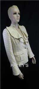 New Giancarlo Ferrari Sophisticated Beige White Jacket Top Lined 