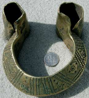   antique old ornate brass african bracelet currency ethiopia  
