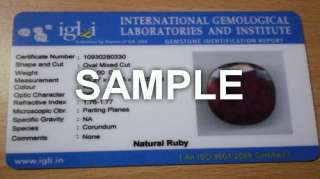   certificate by INTERNATIONAL GEMOLOGICAL LABORATORIES AND INSTITUTE