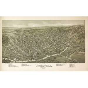  Historic Panoramic Map Titusville, Pennsylvania 1896 